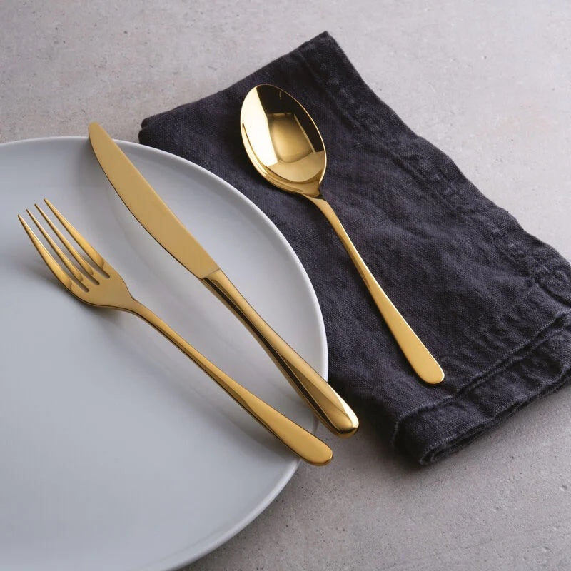 SAMBONET Taste Servizio Tavola Posate Set 24 Pezzi Oro PVD Acciaio Inox