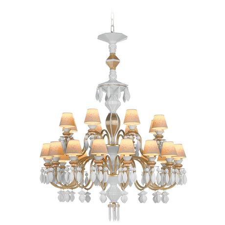 Lampadario Belle De Nuit Lladrò in porcellana bianca 24 luci 125x80 cm