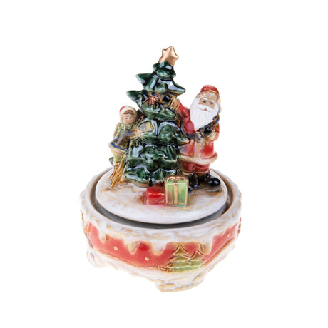 Carillon Babbo Natale con albero Bianchi Dino in porcellana 20 cm