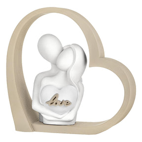 Statuina coppia cuore Bongelli Preziosi in resina color nocciola 14x14 cm