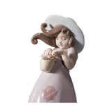LLADRO' Figurina Bimba Piccola Rosa 18x8cm Porcellana
