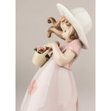 LLADRO' Figurina Bimba Piccola Rosa 18x8cm Porcellana