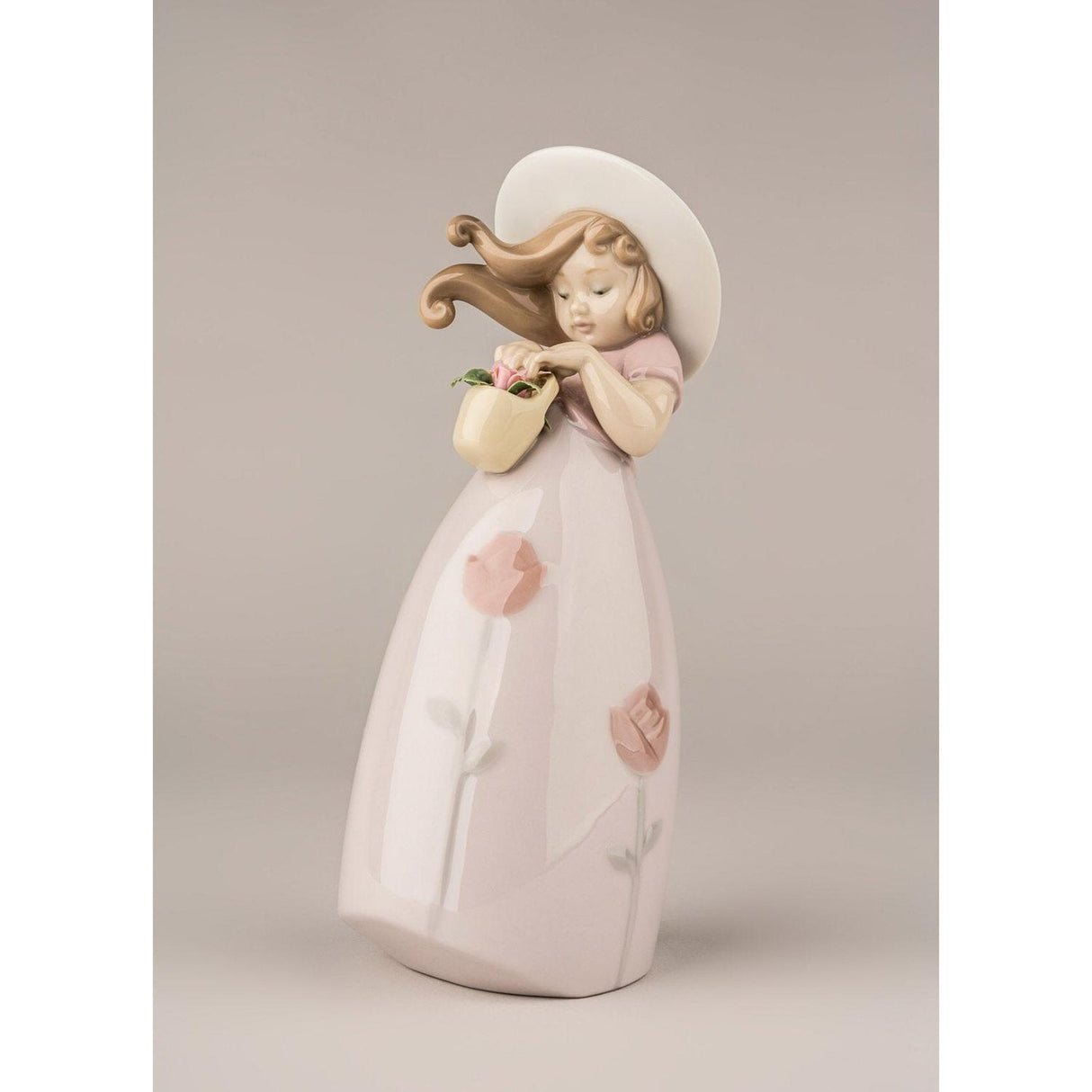 LLADRO' Figurina Bimba Piccola Rosa 18x8cm Porcellana