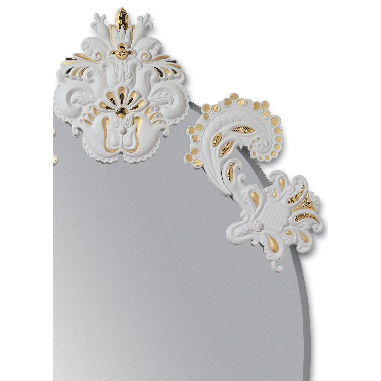 LLADRO' Specchio da Parete Ovale Senza Cornice Lustro Oro Edizione Limitata 92x53cm Porcellana