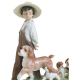 LLADRO' Figurina Bimbo con Cani I Miei Piccoli Esploratori 25x27cm Porcellana