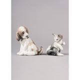 LLADRO' Figurina Cane con Farfalla 11x11cm Porcellana