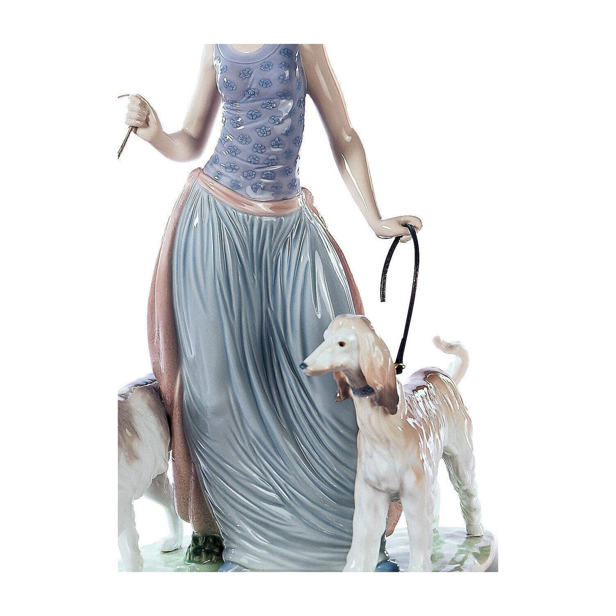 LLADRO' Figurina Dama con Cani 39x23cm Porcellana