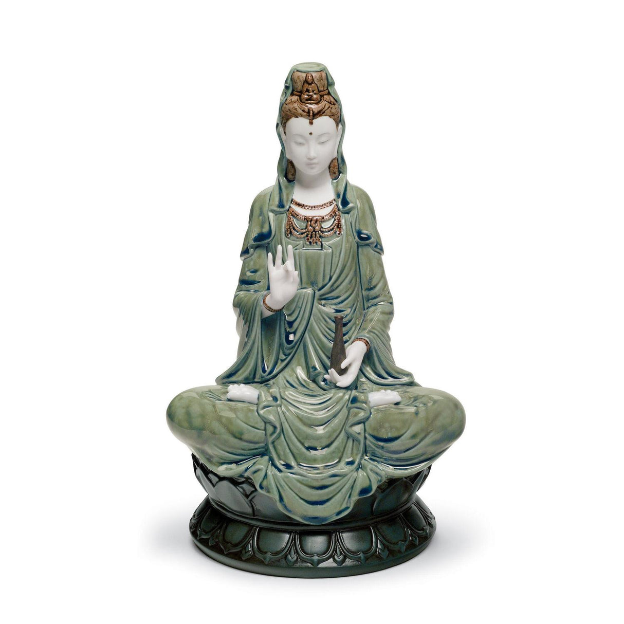 LLADRO' Figurina Kwan Yin Verde 33x18cm Porcellana