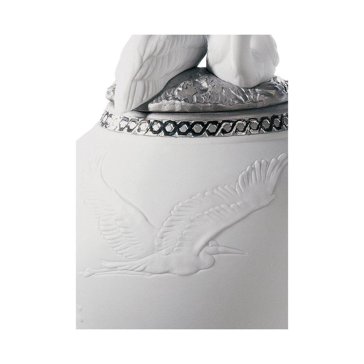 LLADRO' Figurina Anfora Aironi Cinerini Lustro Argento 30x17cm Porcellana