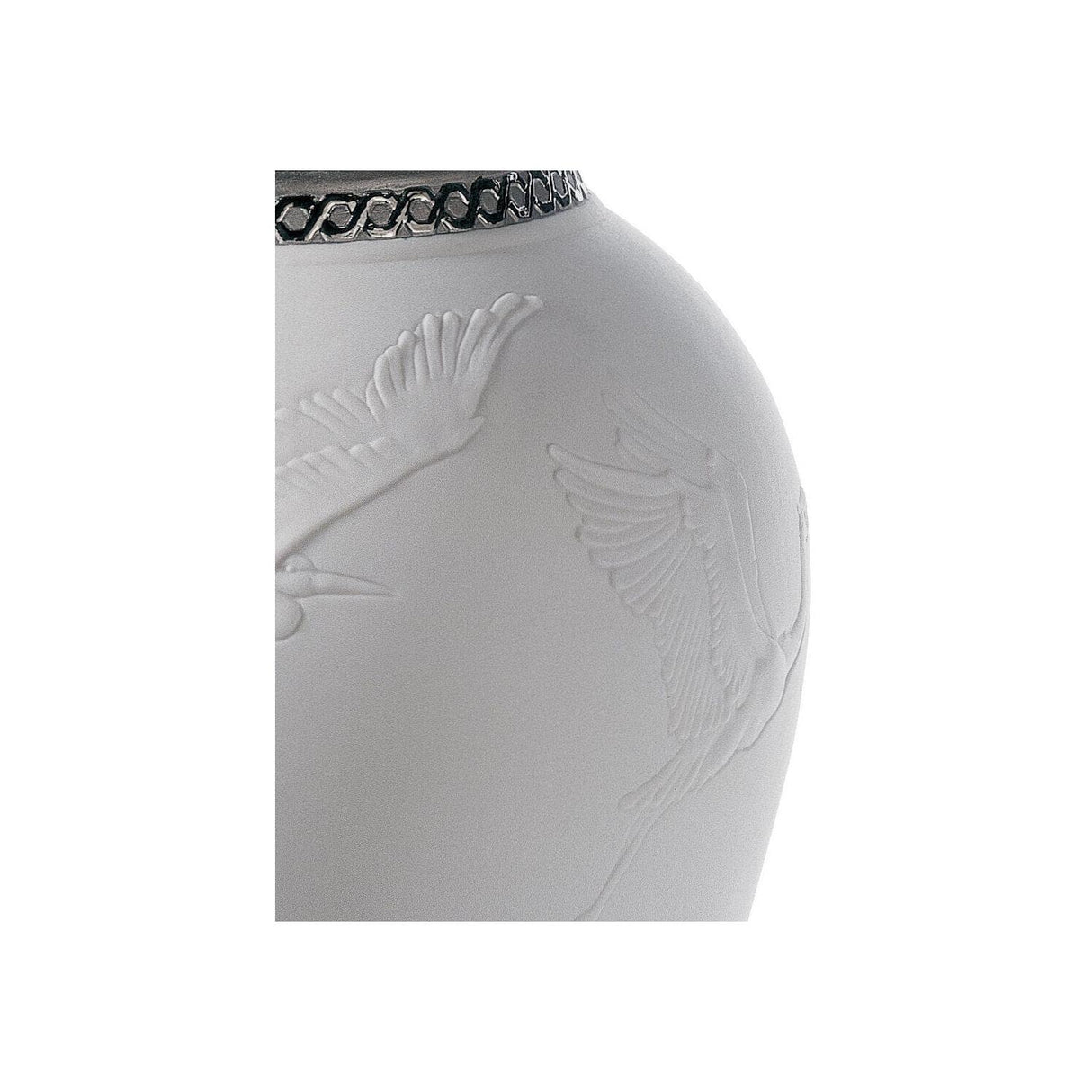 LLADRO' Figurina Anfora Aironi Cinerini Lustro Argento 30x17cm Porcellana