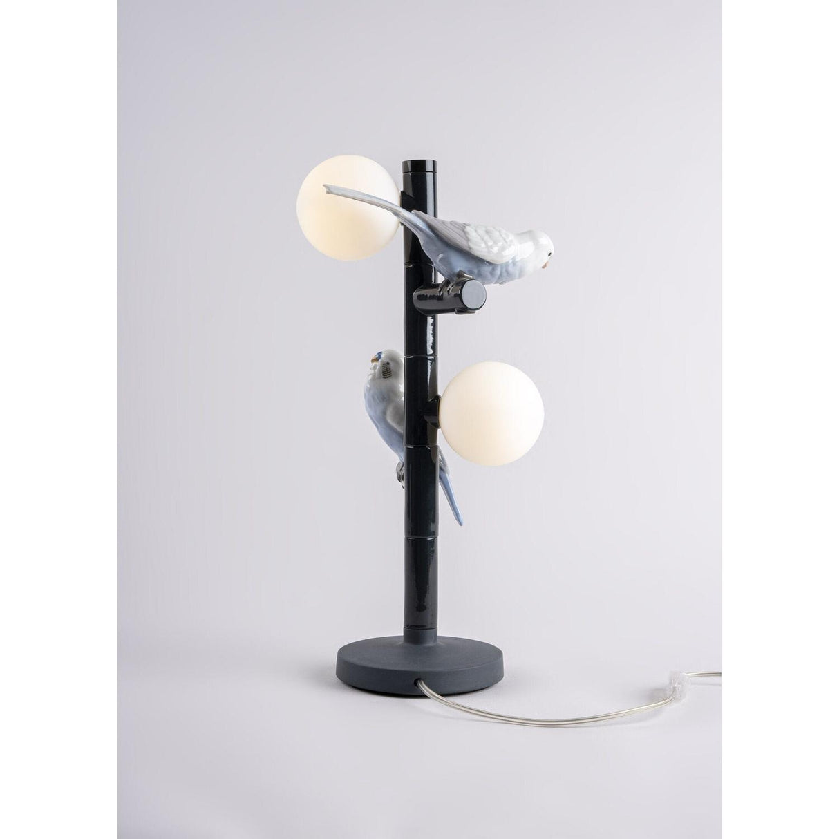LLADRO' La Lampada da Tavolo The Parrot Party Nero 45x20cm Porcellana