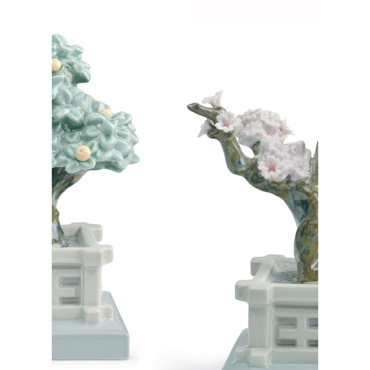 LLADRO' Figurina Vasi da Fiore Mandarino e Ciliegio 15x20cm Porcellana