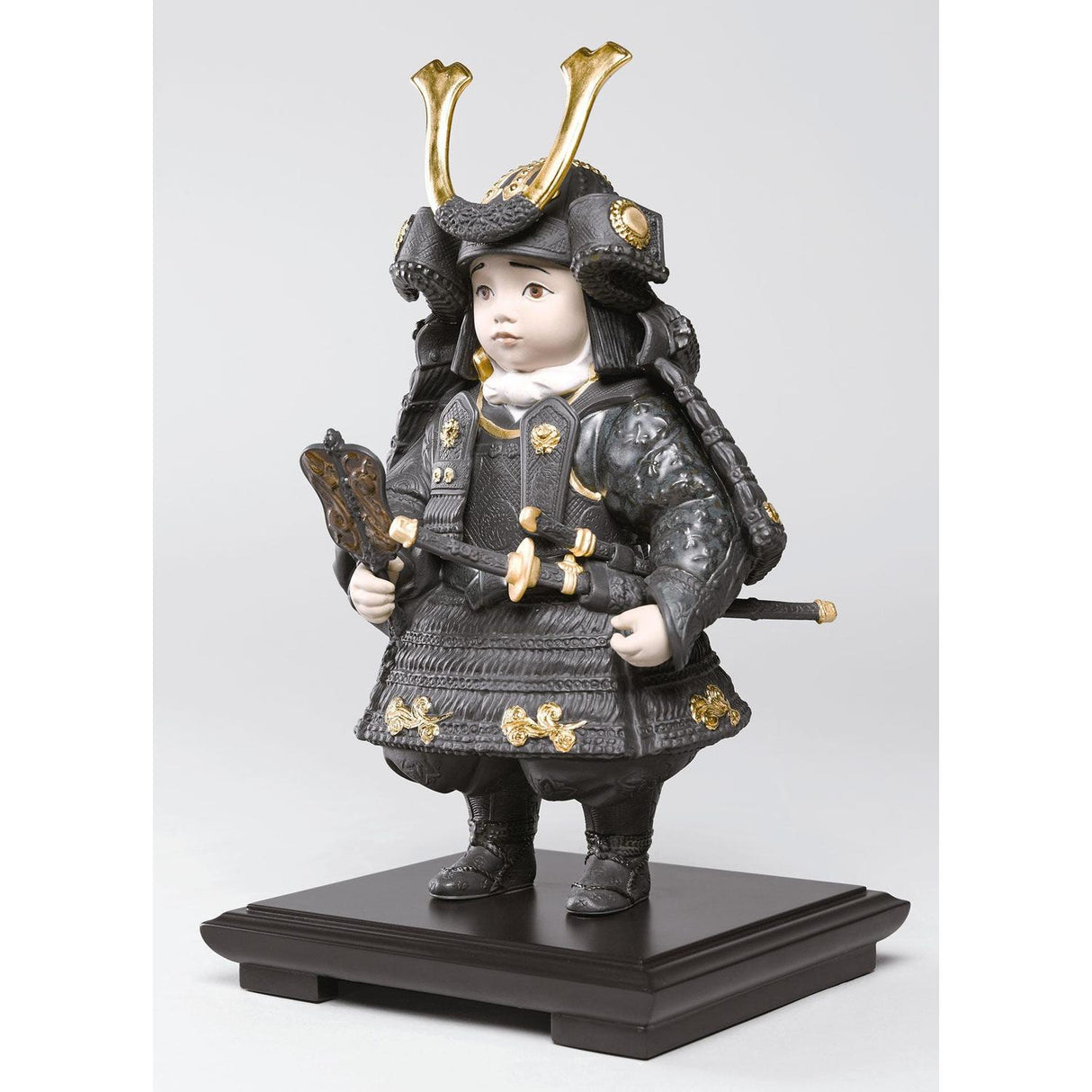 LLADRO' Figurina Bambino Samurai Lustro Oro 36x20cm Porcellana
