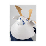 LLADRO' Scultura Elmetto Samurai Carpe Koï Blu Serie Limitata 25x21cm Porcellana