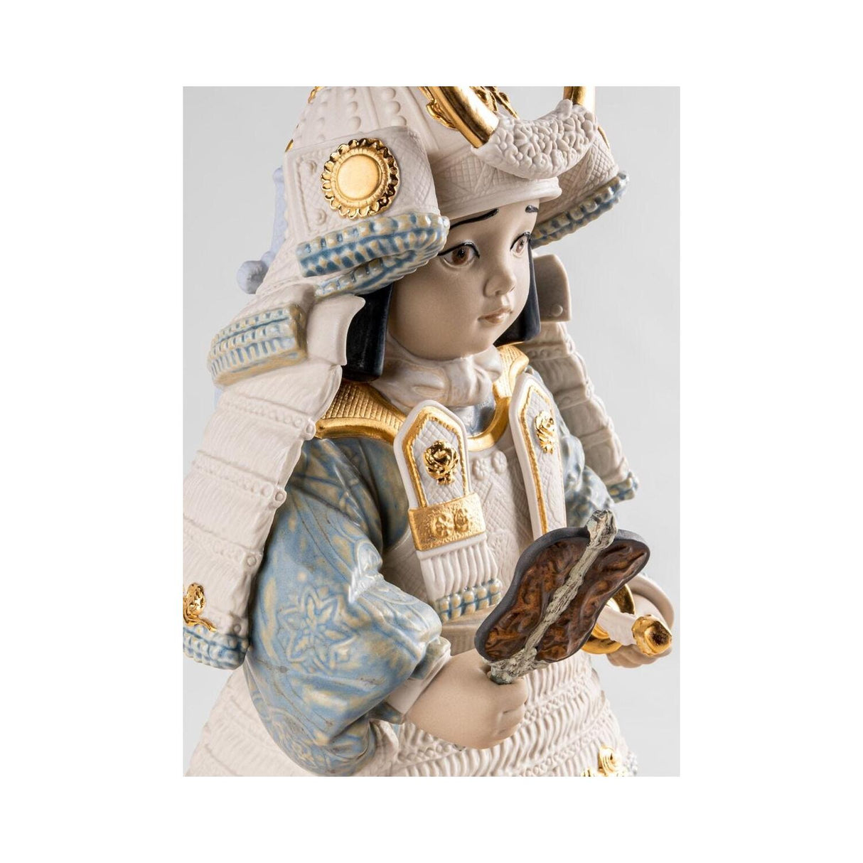 LLADRO' Scultura Bambino Samurai Bianco Serie Limitata 36x21cm Porcellana