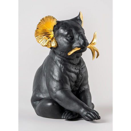 Lladró Scultura Koala Nero Oro Serie Limitata 34x21cm Porcellana