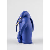 LLADRO' Scultura Famiglia di Pinguini Blu Oro Serie Limitata 25x16cm Porcellana