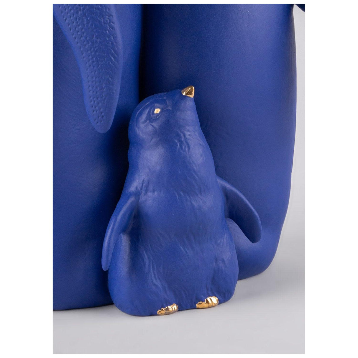 LLADRO' Scultura Famiglia di Pinguini Blu Oro Serie Limitata 25x16cm Porcellana