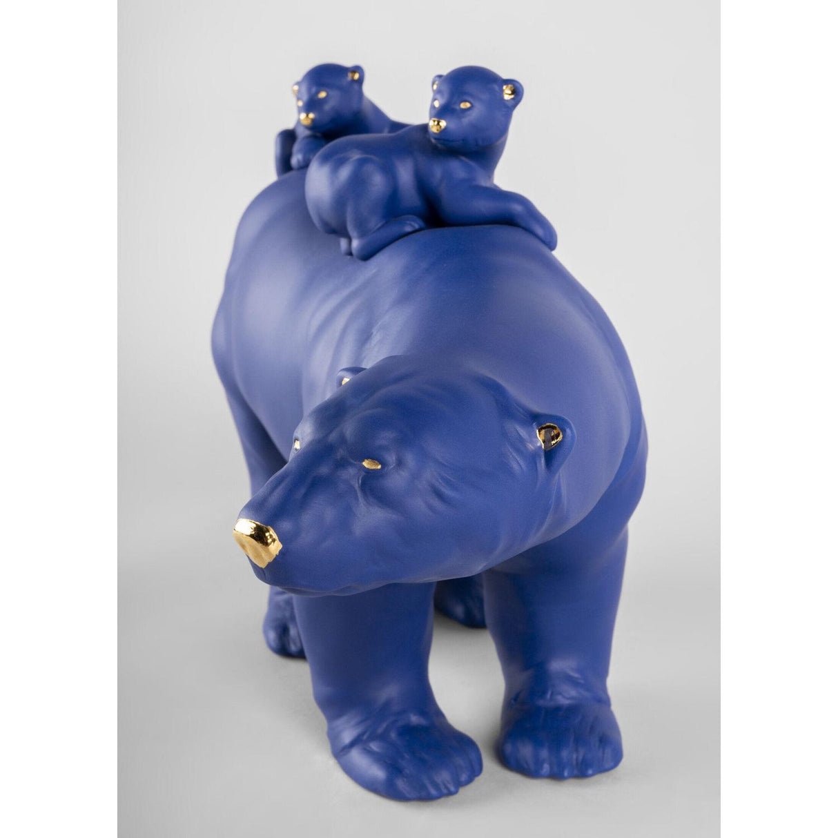 LLADRO' Scultura Mamma Orsa e I Suoi Piccoli Azzurro Oro Serie Limitata 25x39cm Porcellana