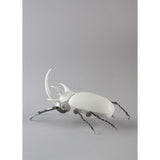LLADRO' Scarabeo Rinoceronte Bianco Opaco 12x26cm Porcellana