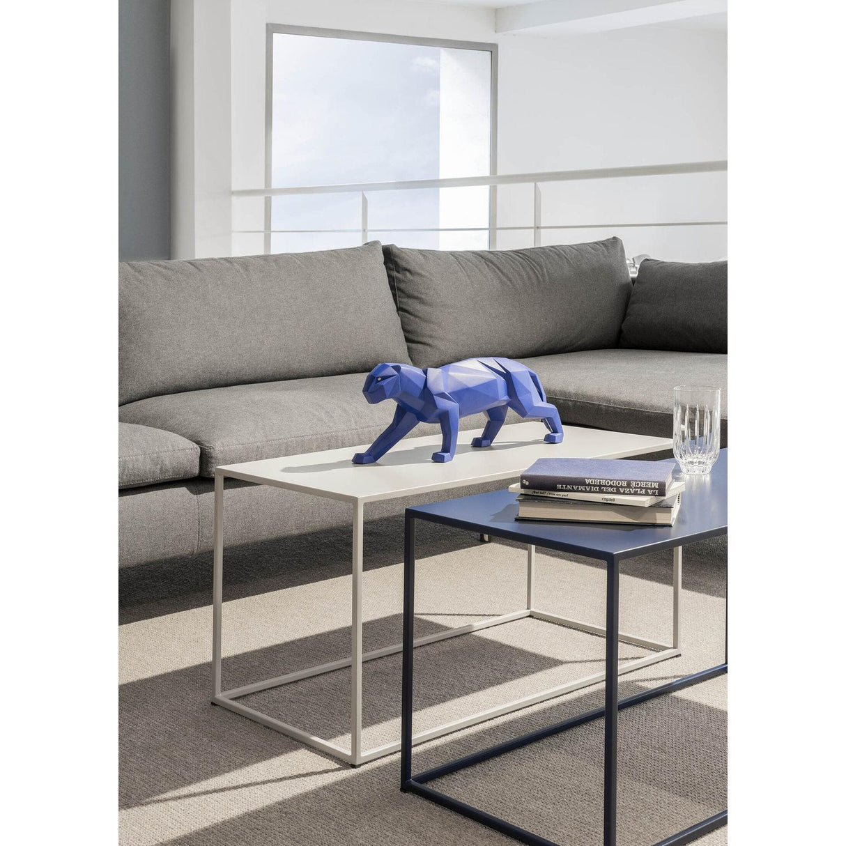 Lladró Scultura Pantera Azzurro Opaco 19x50cm Porcellana