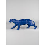 Lladró Scultura Pantera Azzurro Opaco 19x50cm Porcellana