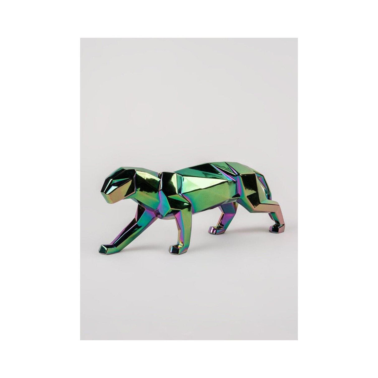 LLADRO' Scultura Pantera Iridescente 19x50cm Porcellana