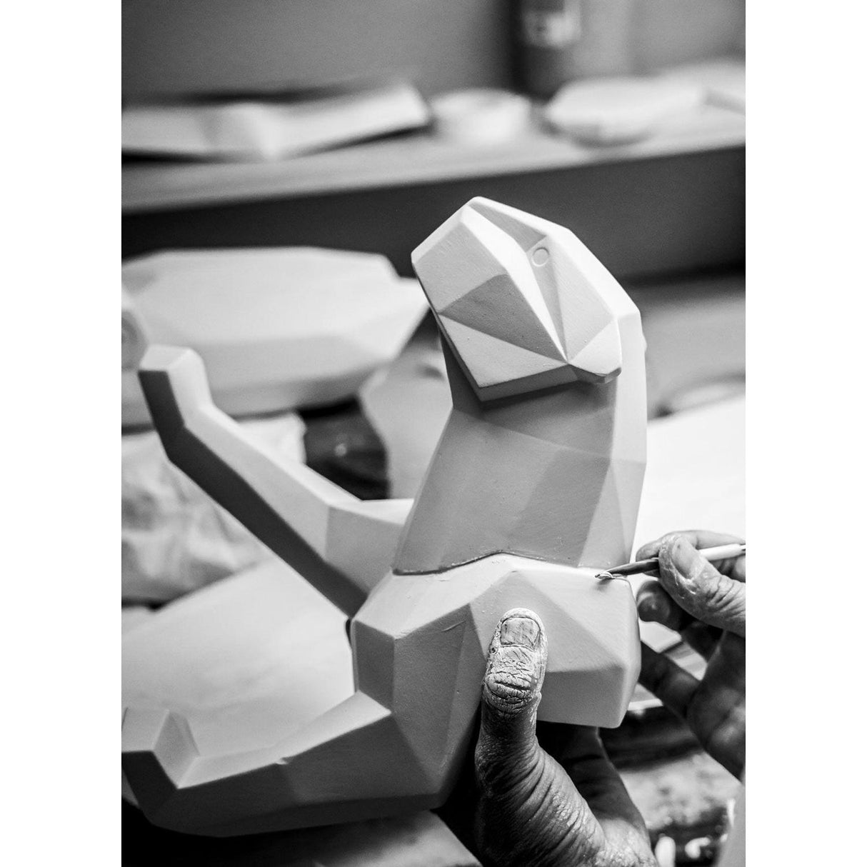 LLADRO' Scultura Pantera Iridescente 19x50cm Porcellana