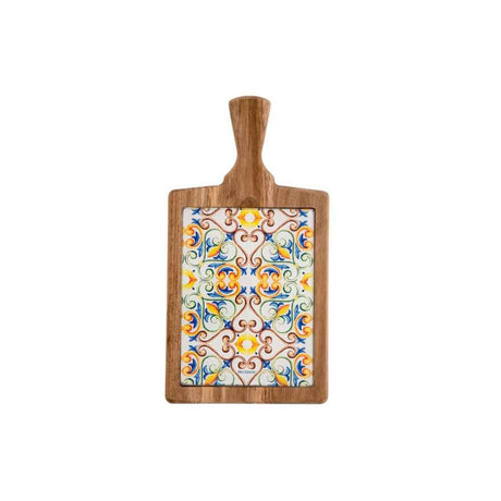 Tagliere Medicea Brandani in legno di acacia e vetro 18x34,5 cm