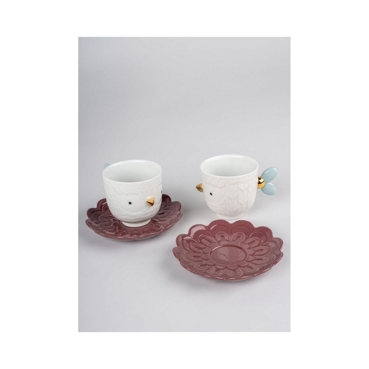 LLADRO' Set 2 Tazze con Piatto Kawki 8x25cm Porcellana