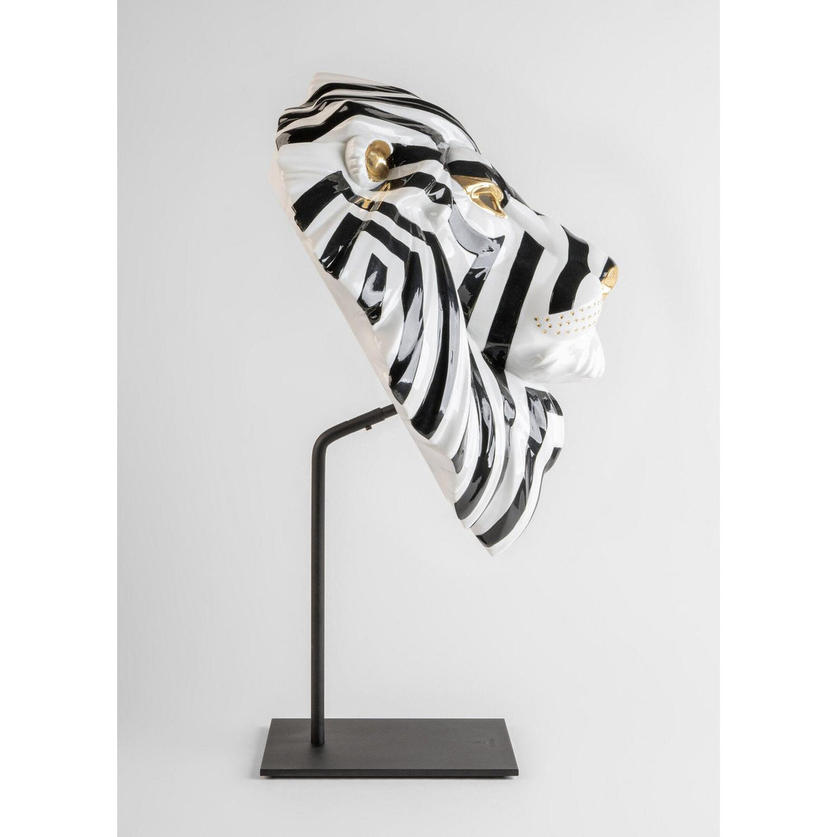 LLADRO' Maschera di Leone Nero Oro 60x38cm Porcellana
