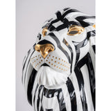 Lladró Maschera di Leone Nero Oro 60x38cm Porcellana