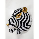 LLADRO' Maschera Tigre Nero Oro 38x30cm Porcellana