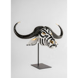 LLADRO' Maschera Bufalo Nero e Oro 36x67cm Porcellana