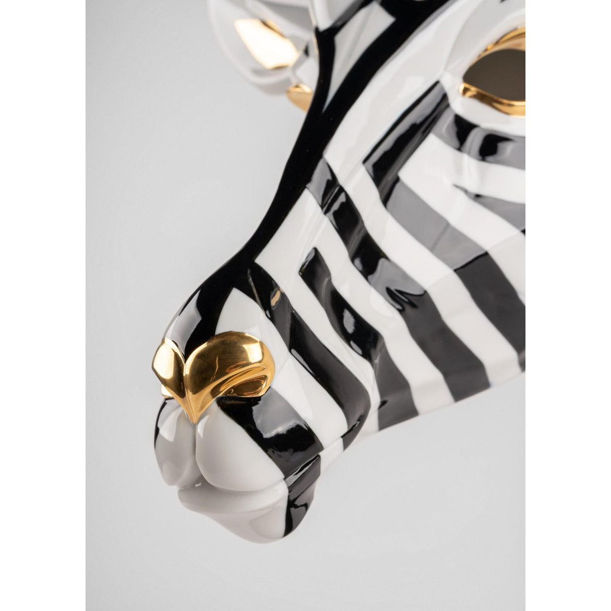 LLADRO' Maschera Antilope Nero Oro 57x39cm Porcellana