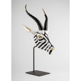 LLADRO' Maschera Antilope Nero Oro 57x39cm Porcellana