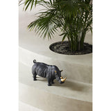 LLADRO' Scultura Rinoceronte Nero Oro Serie Limitata 22x45cm Porcellana