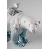 LLADRO' Scultura Mamma Orsa e I Suoi Piccoli Underwater 25x39cm Porcellana
