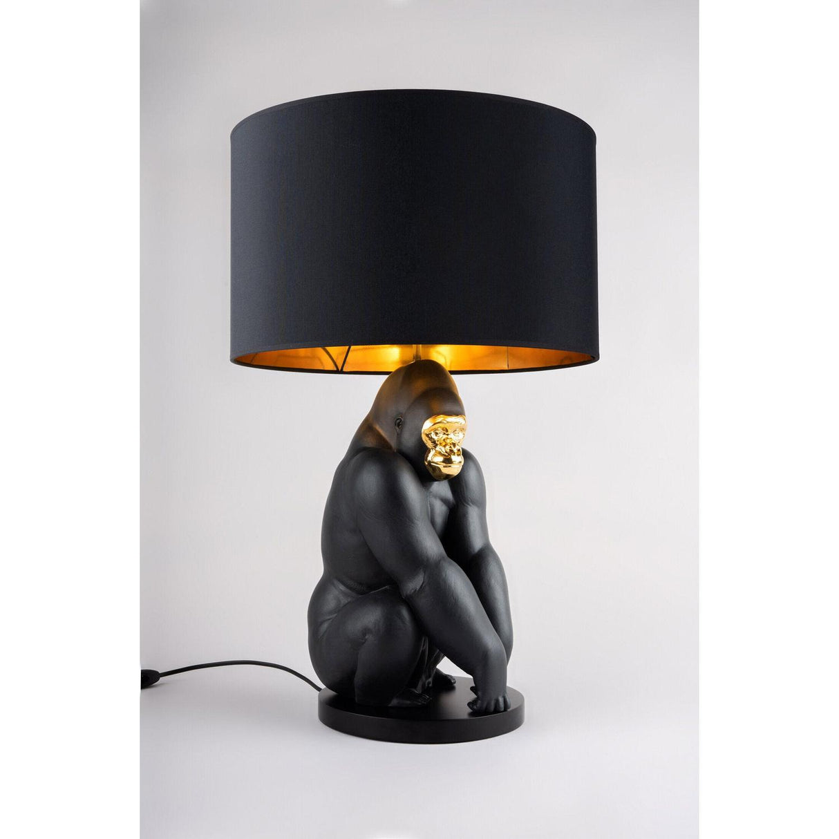 LLADRO' Lampada Gorilla Nero Oro 63x40cm Porcellana