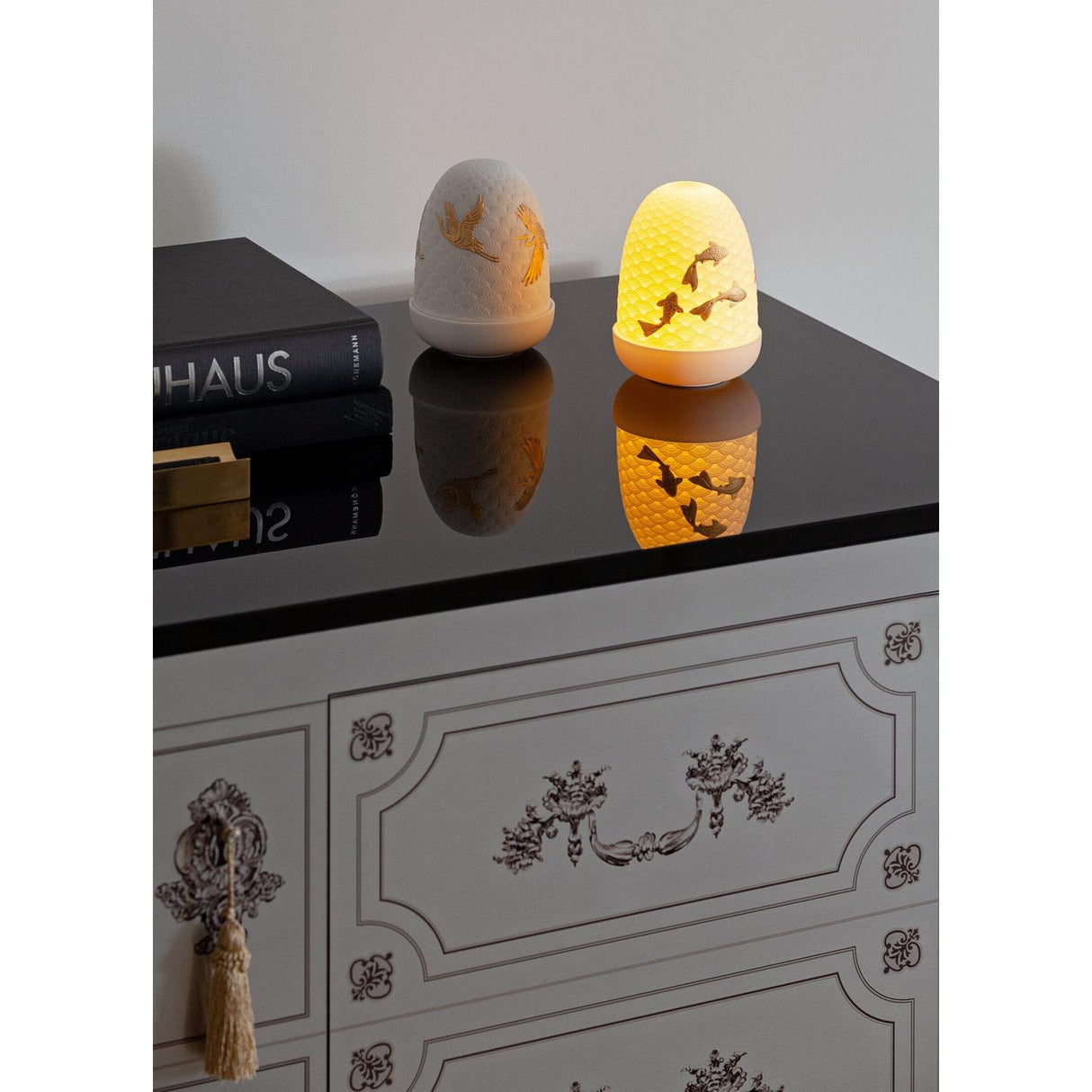 LLADRO' Lampada da Tavolo Cranes Dome 15x11cm Porcellana
