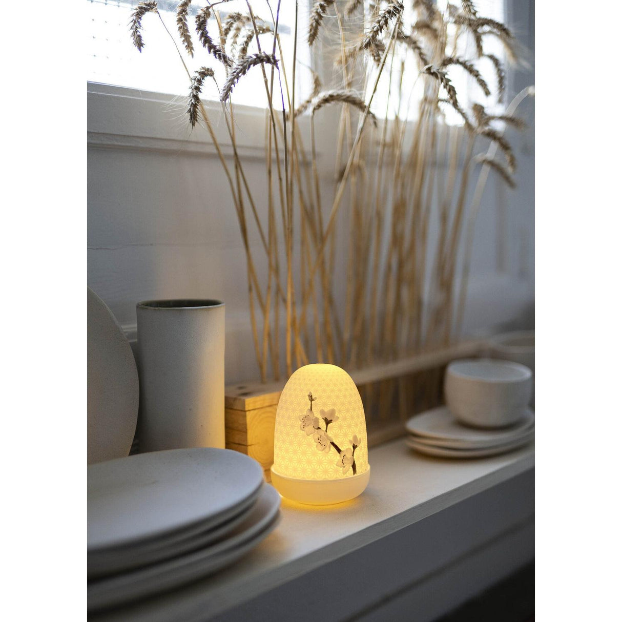 LLADRO' Lampada da Tavolo Cherry Blossoms Dome 15x11cm Porcellana