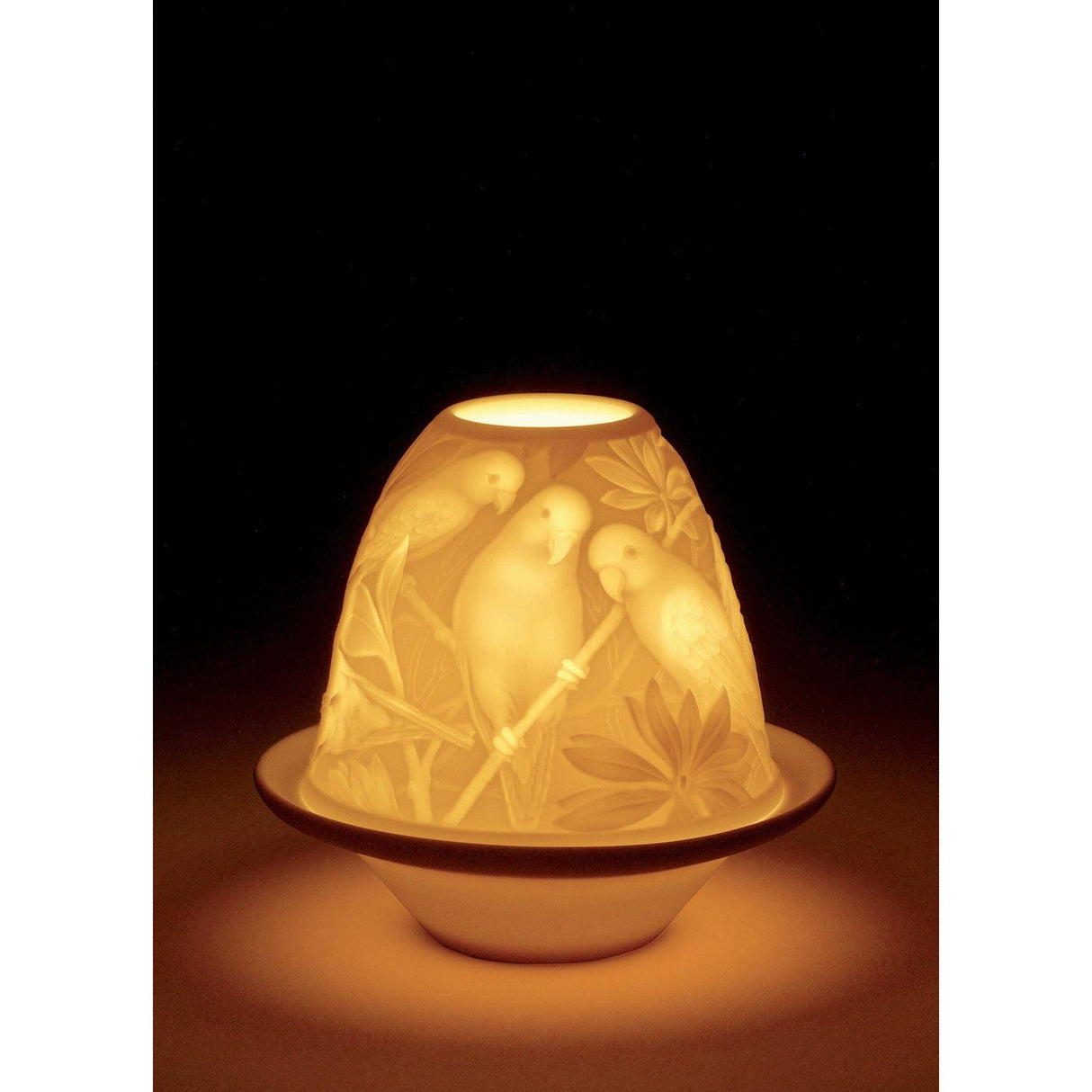 LLADRO' Litofania Pappagalli con Piatto 9x10cm Porcellana
