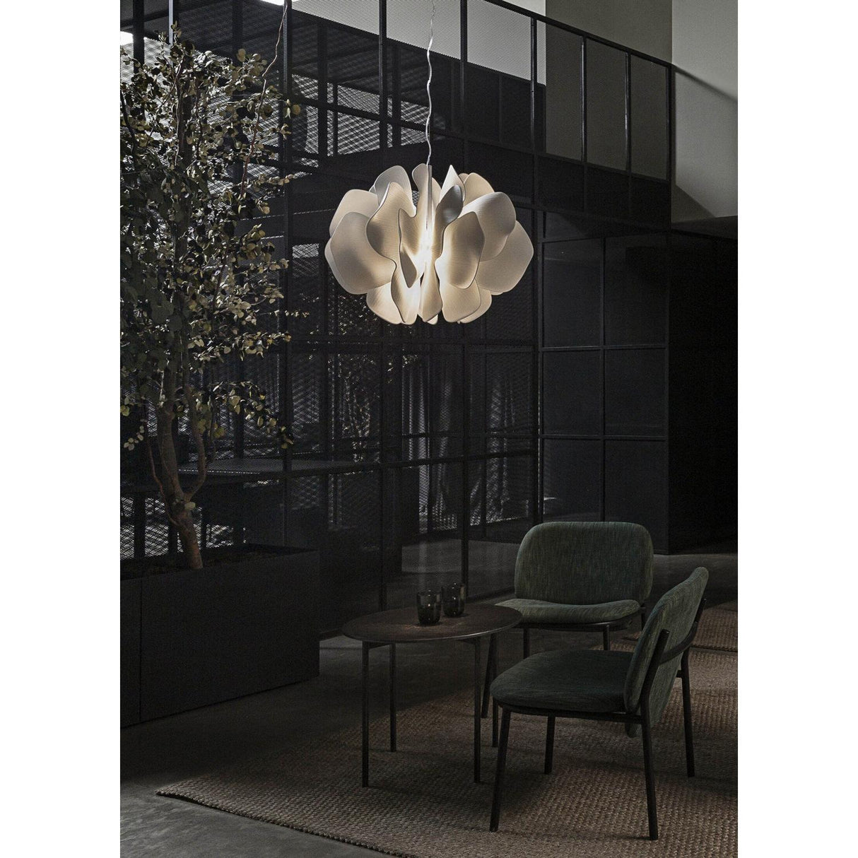 Lladró Nightbloom Lampada Sospesa 60cm Bianco 170x68cm Porcellana