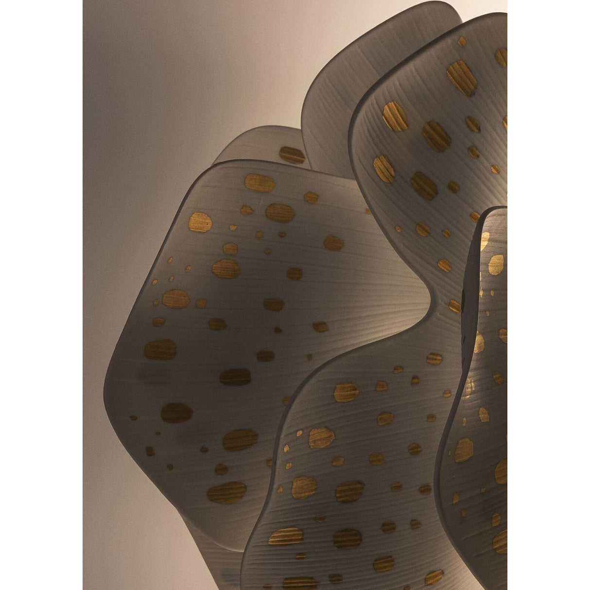 Lladró Lampada Sospesa 60cm Nightbloom Bianco e Oro 170x68cm Porcellana