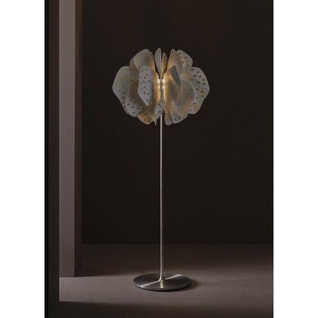 Lladró Lampada da Terra Nightbloom Bianco e Oro 170x68cm Porcellana