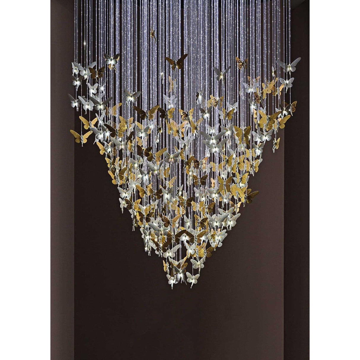 LLADRO' Chandelier Niagara 080 M Lustro Oro 170x80cm Porcellana