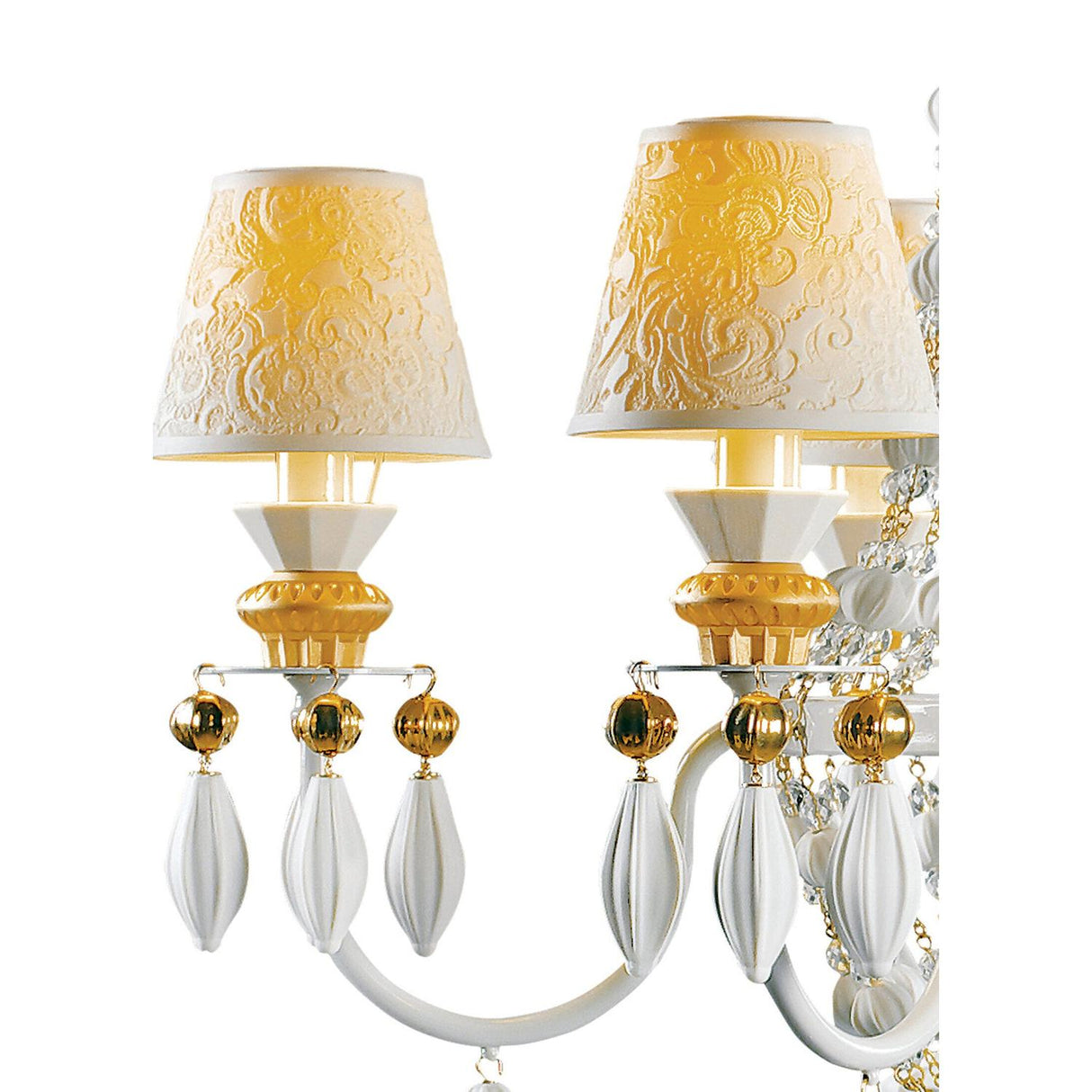 LLADRO' Chandelier Winter Palace 6 Luci Lustro Oro 115x70cm Porcellana