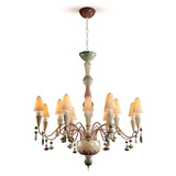 LLADRO' Chandelier Ivy And Seed 16 Luci Medio Spezie 133x115cm Porcellana