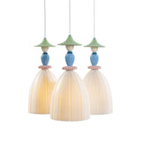 LLADRO' Lampadario Mademoiselle Composizione Circolare 3 Luci Condividendo Segreti 197x44cm Porcellana