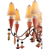 LLADRO' Chandelier Ivy And Seed 16 Luci Modello Medio Rosso Corallo 133x115cm Porcellana